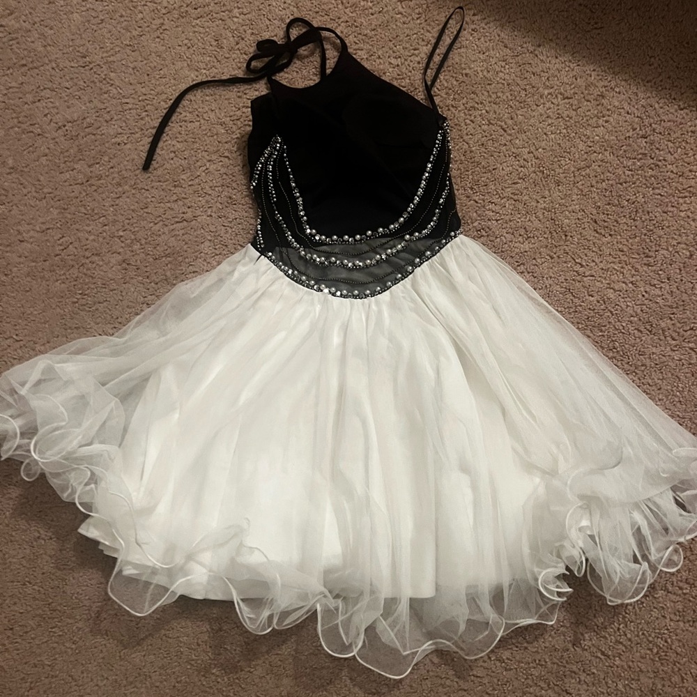 Elegant Black and White Tulle Dress
